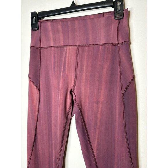 LULULEMON Size 6 In Movement Leggings Linear Spray White Garnet Yoga Pilates - Picture 2 of 7